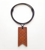 Colgante de Cuero Pintadera Rectangular Rombos